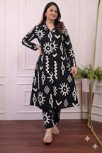 Women Floral Printed Rayon 14KG Collar A-Line Kurta Palazzo Co-Ord Set
