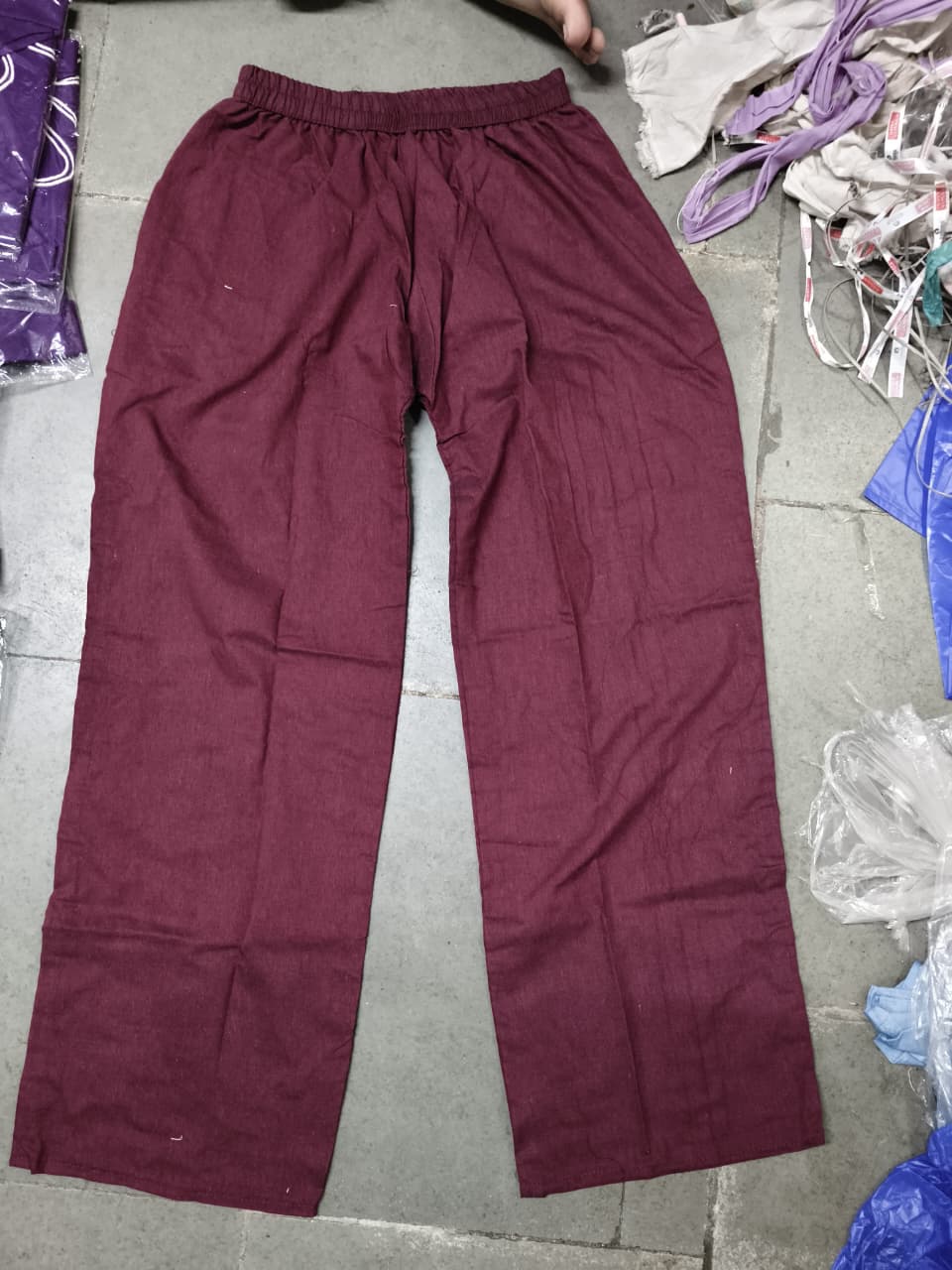 Women Solid Navy Blue Khadi Cotton Wide-Leg Palazzo Pants