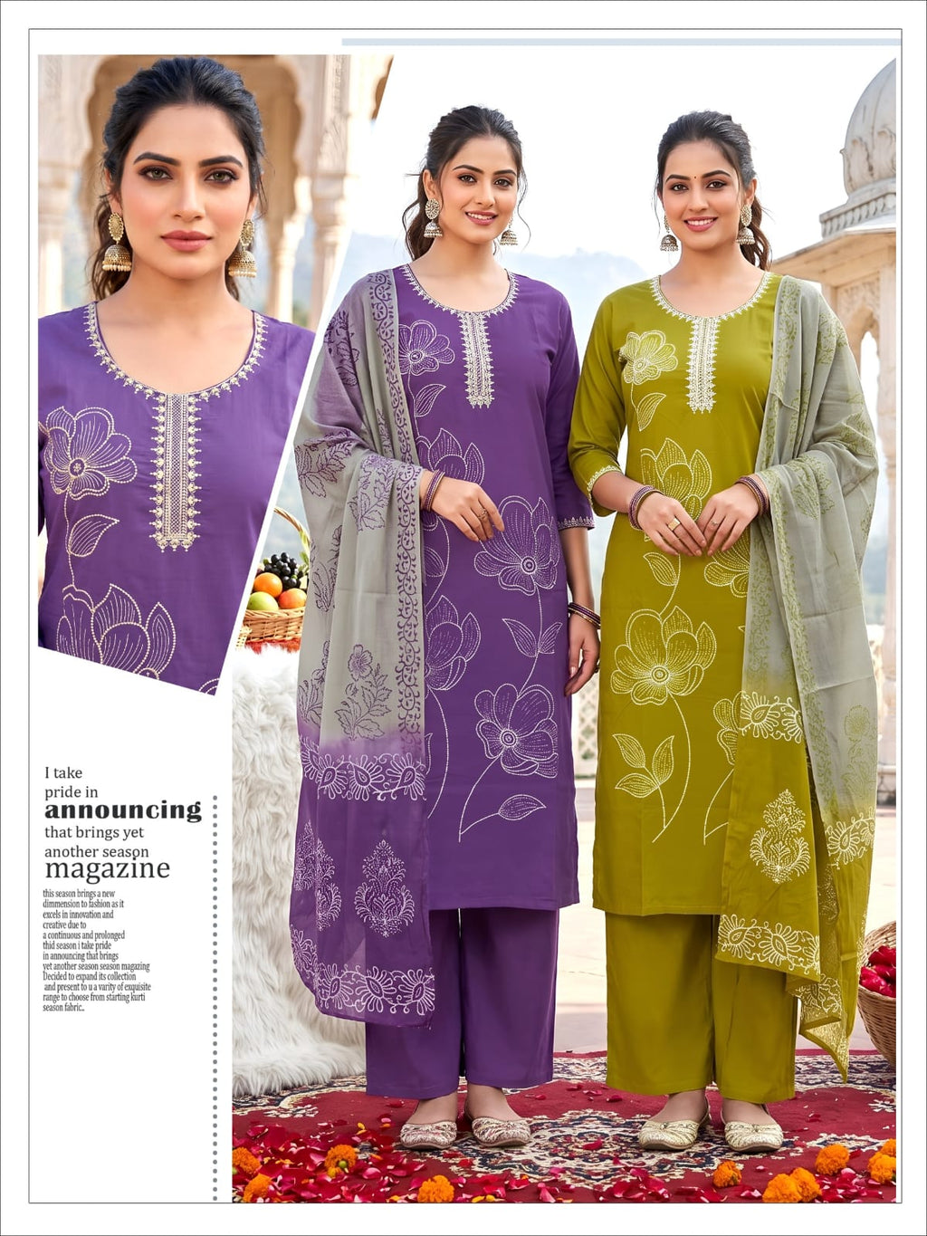Dhabu Cotton Kurta Set with Mal Cotton Dupatta 3pc