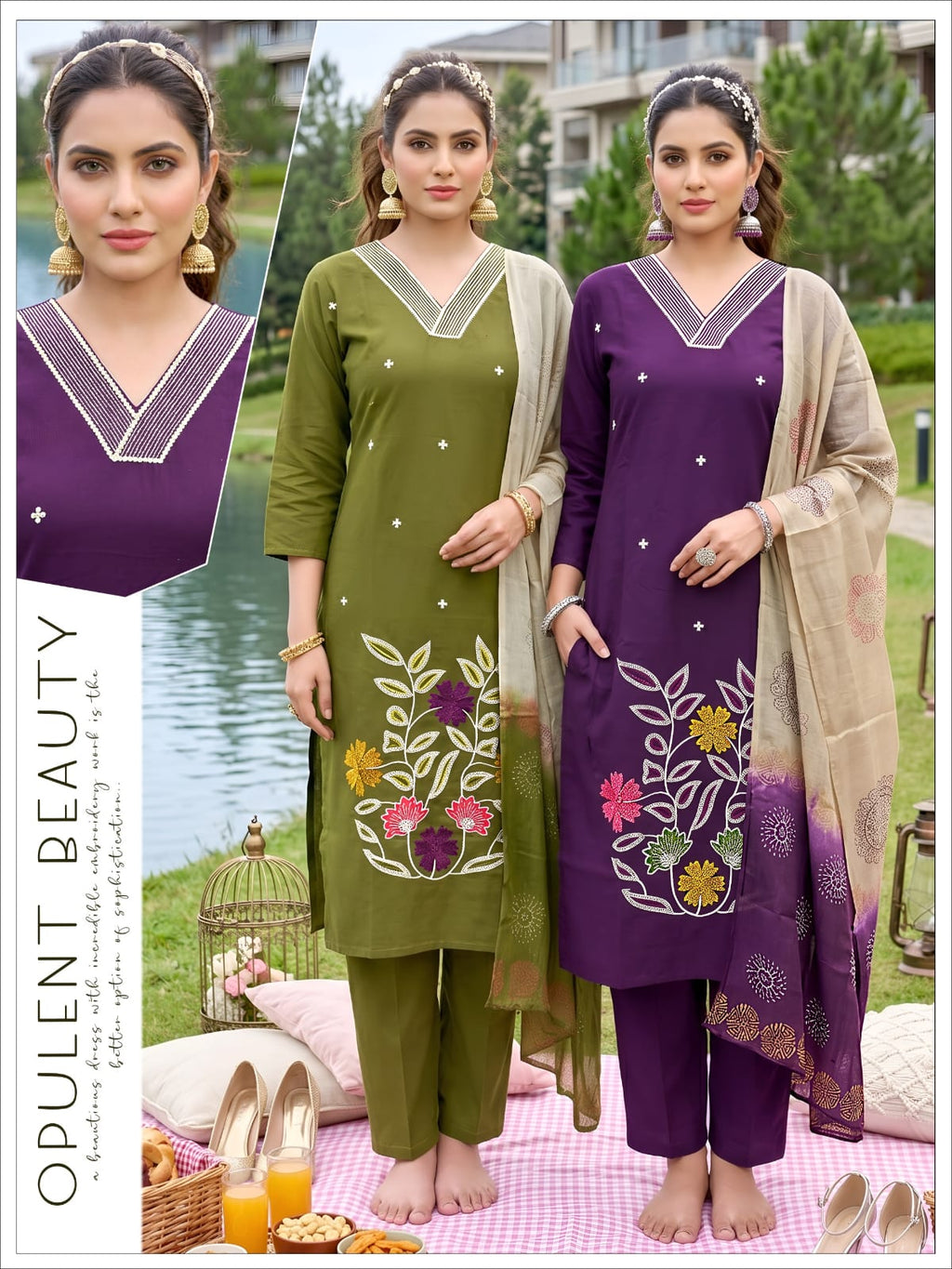 Dhabu Cotton Kurta Set with Mal Cotton Dupatta 3pc