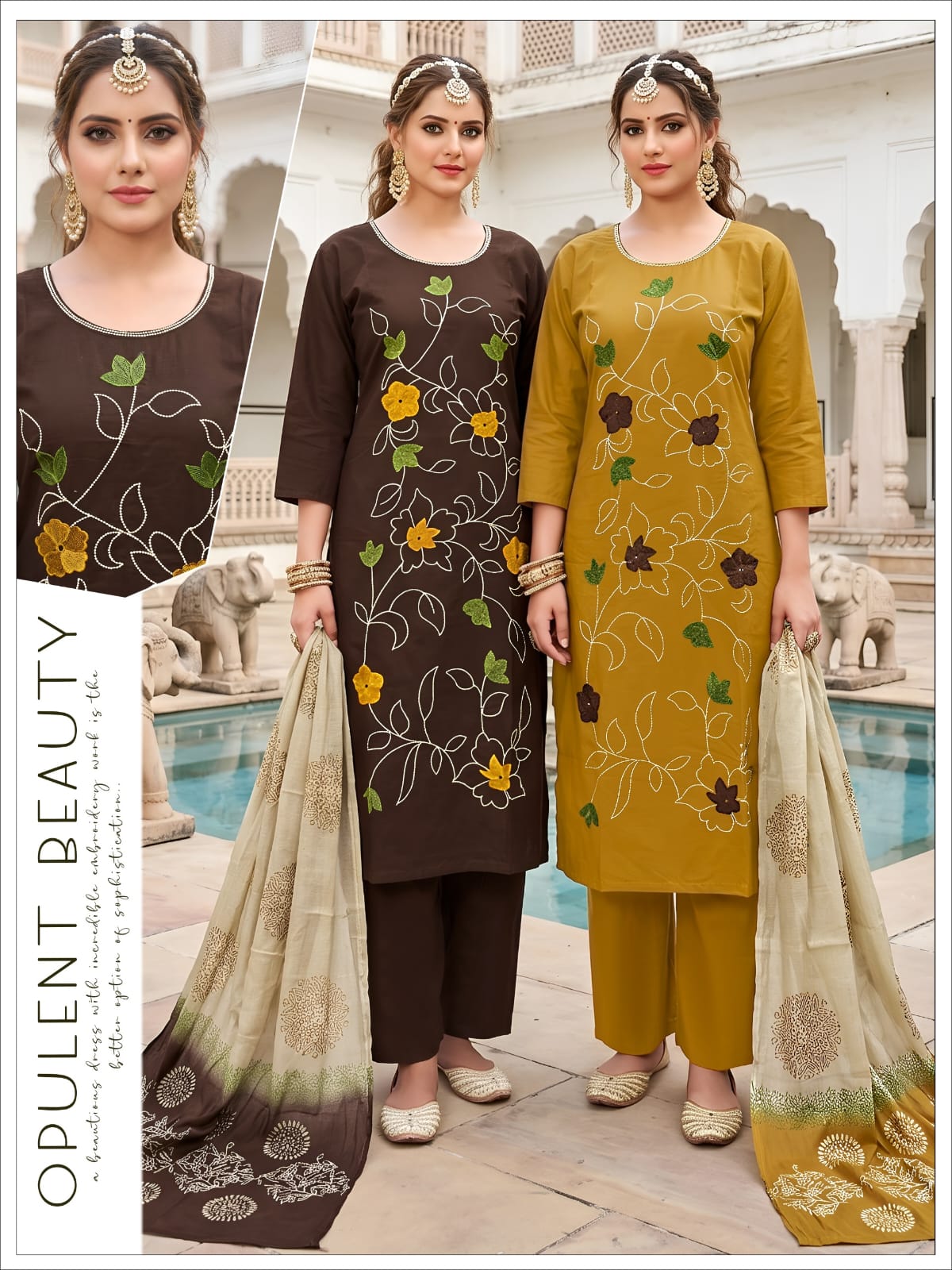 Dhabu Cotton Kurta Set with Mal Cotton Dupatta 3pc