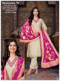 Women Cream Tissue Shimmer Jacquard Handwork Kurta Set with Heavy Jacquard Dupatta