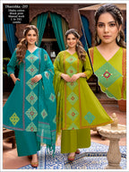 Women Dhabu Cotton Block Print Manual Work Kurta Set with Mal Cotton Dupatta 3pc