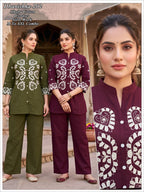 Women Embroidered Dhabu Cotton Kurta Pant Co-Ord Set