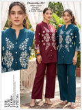 Women Embroidered Dhabu Cotton Kurta Pant Co-Ord Set