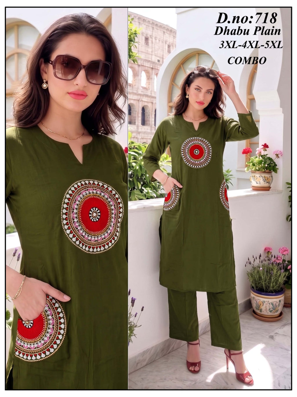 Dhabu Cotton Circular Embroidered Co-Ord Set