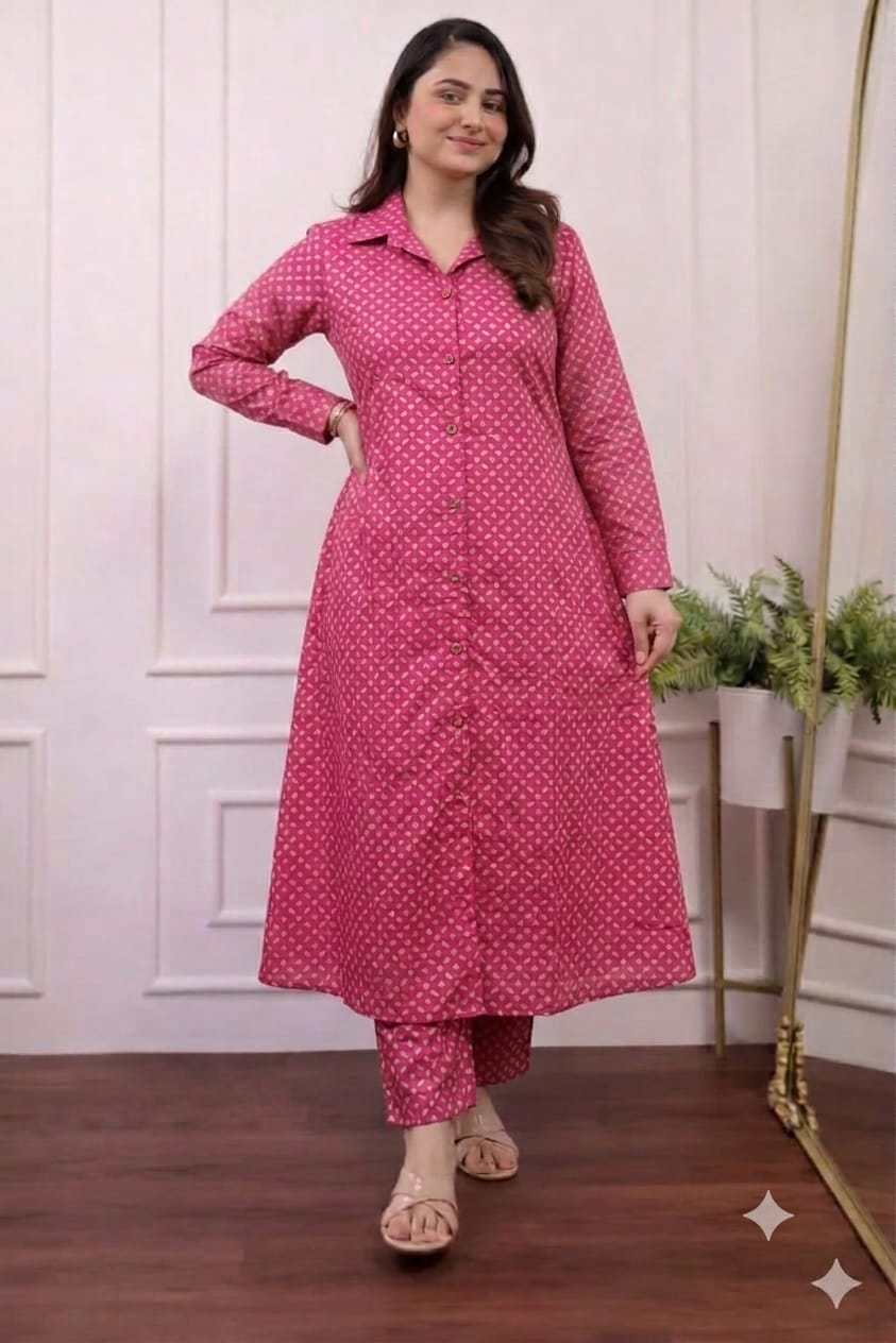 Rayon 14 KG Printed A-Line Kurti & Plazo Co-Ord Set