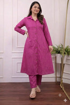 Rayon 14 KG Printed A-Line Kurti & Plazo Co-Ord Set
