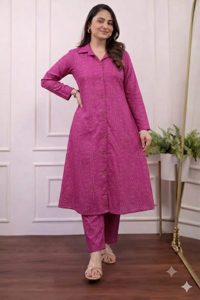 Rayon 14 KG Printed A-Line Kurti & Plazo Co-Ord Set
