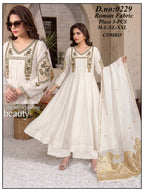 Roman Silk Embroidered Frock Style Kurti Set with Dupatta