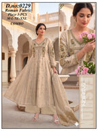 Roman Silk Embroidered Frock Style Kurti Set with Dupatta