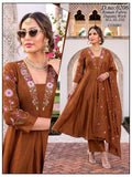 Roman Silk Embroidered Frock Plazo Suit Set with Dupatta