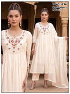 Stunning Magenta Mal Chanderi Embroidered Anarkali Suit Set