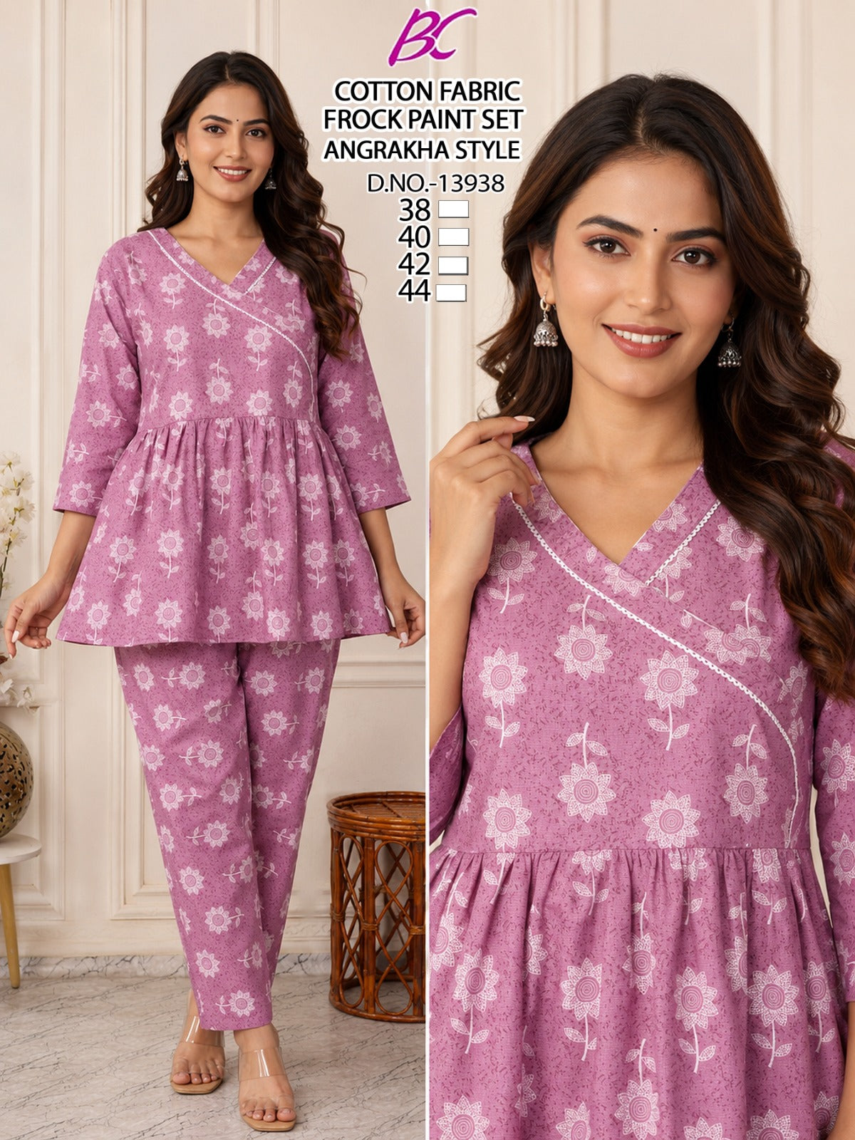 Vibrant Mustard Yellow Angrakha Style Cotton Co-Ord Set