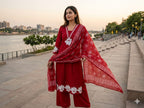 Elegant Purple Embroidered Cotton Suit Set with Dupatta