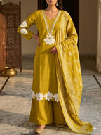 Elegant Purple Embroidered Cotton Suit Set with Dupatta