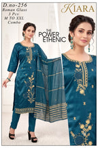 Designer Embroidered 3pc Roman Silk/Glass Kurti Set