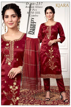 Designer Embroidered 3pc Roman Silk/Glass Kurti Set