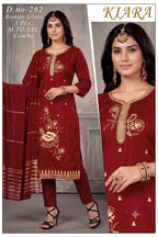 Designer Embroidered 3pc Roman Silk/Glass Kurti Set