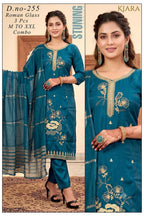 Designer Embroidered 3pc Roman Silk/Glass Kurti Set