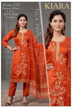 Designer Embroidered 3pc Roman Silk/Glass Kurti Set