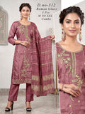 Elegant  Embroidered Roman Glass 3pc Suit Set