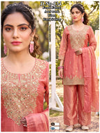 Elegant Green Aari Work Glass Roman Suit Set with Farsi Salwar