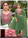 Dusty Rose & Sage Green Embroidered Mul Chanderi Anarkali Suit Set