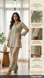 Manthsha Creation Premium Shimmer & Shade Hand-Worked Silk Blend Co-Ord Set
