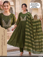 Crimson Red Handwork Mul Chanderi Anarkali Suit Set