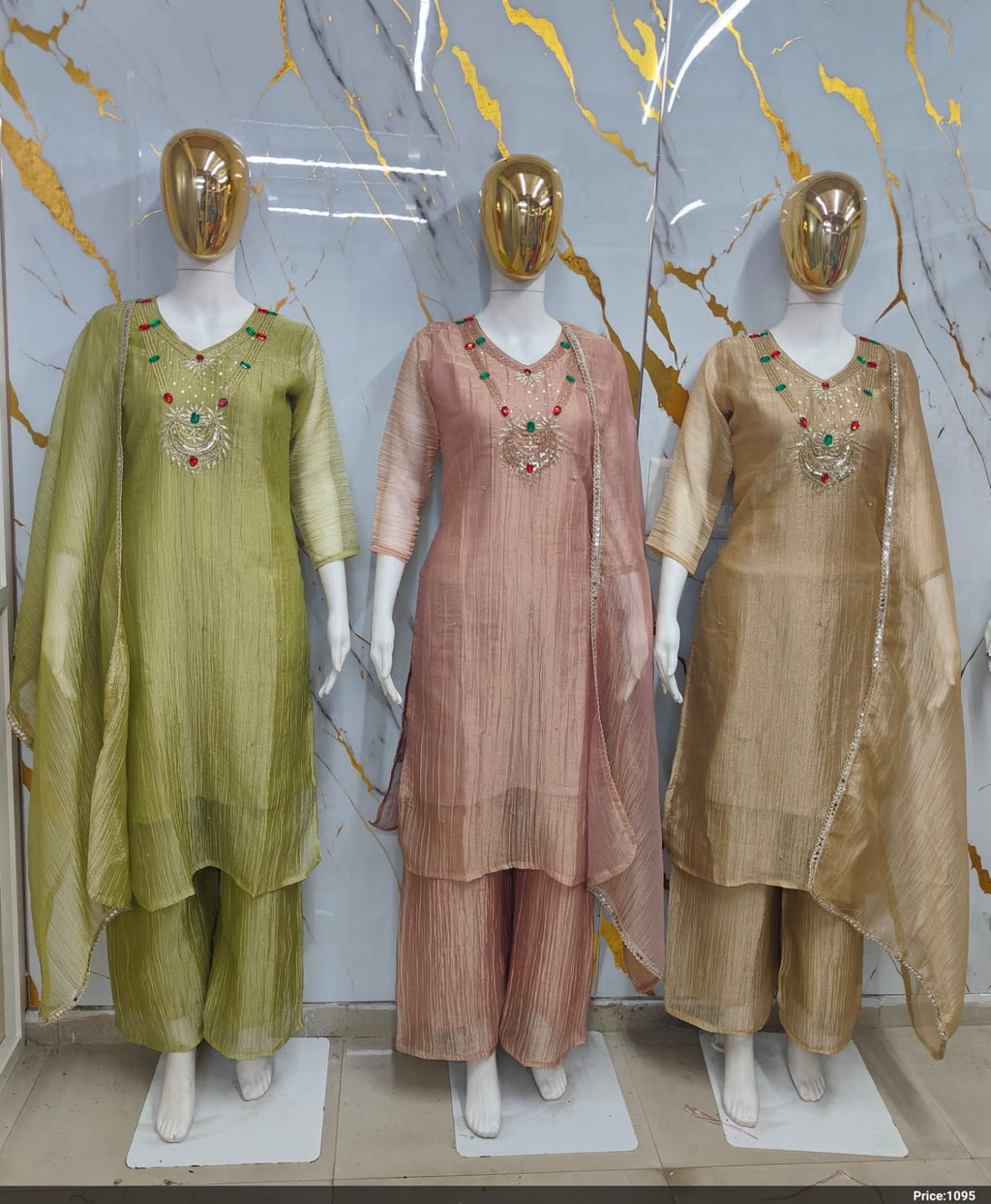 Olive Green Embroidered Salsa Fabric Straight Suit Set