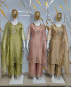 Olive Green Embroidered Salsa Fabric Straight Suit Set