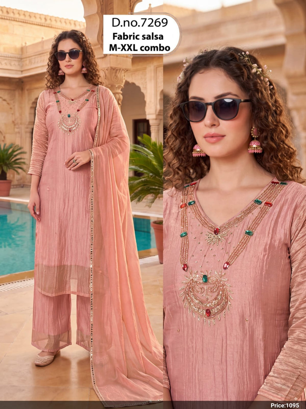 Olive Green Embroidered Salsa Fabric Straight Suit Set