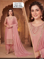 Lavender Mauve Embroidered Salsa Fabric Straight Suit Set
