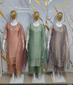 Lavender Mauve Embroidered Salsa Fabric Straight Suit Set
