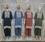 Heavy Crochet Lace Patchwork Kurti & Pant Co-Ord Set