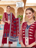 Maroon & Indigo Dhabu Cotton Mill Print Suit Set with Kantha Work
