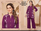 Navy Blue Printed Gadwal Silk Kurti & Pant Co-Ord Set