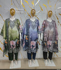 Digital Floral Printed Silk Suit Set with Embroidered Yoke & Matching Dupatta