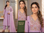 Pastel Roman Silk Suit Set with Handwork Beats Embroidery