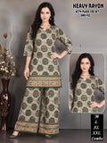 Multi-Color Tribal Mandala Printed Heavy Rayon Kurti & Plazo Co-Ord Set