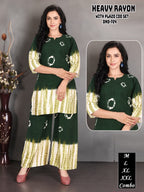 Multi-Color Tribal Mandala Printed Heavy Rayon Kurti & Plazo Co-Ord Set