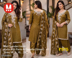 Maalde Cream & Pink Ombre Shimmer Silk Embroidered Kurta Set with Pants & Dupatta 3pc