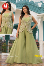 Maalde Cream & Pink Ombre Shimmer Silk Embroidered Kurta Set with Pants & Dupatta 3pc