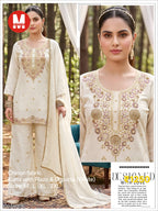 Maalde Cream & Pink Ombre Shimmer Silk Embroidered Kurta Set with Pants & Dupatta 3pc
