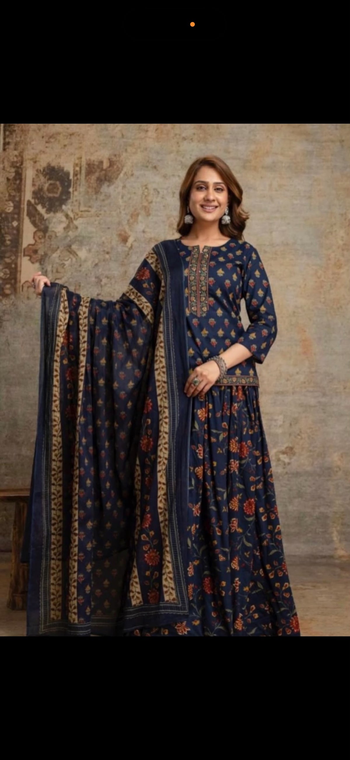 Special Festive 3pc Cotton Block Print Gopi Dress Lehenga Skirt Set with Handwork Yoke