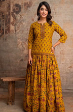 Special Festive 3pc Cotton Block Print Gopi Dress Lehenga Skirt Set with Handwork Yoke