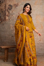 Special Festive 3pc Cotton Block Print Gopi Dress Lehenga Skirt Set with Handwork Yoke