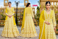Bhavika Yellow Fox Georgette Chikankari Heavy Work Evening Gown Suit Set