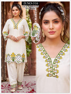 Pistachio Green Lee Shiffon Embroidered Kurti with Farsi Salwar Set